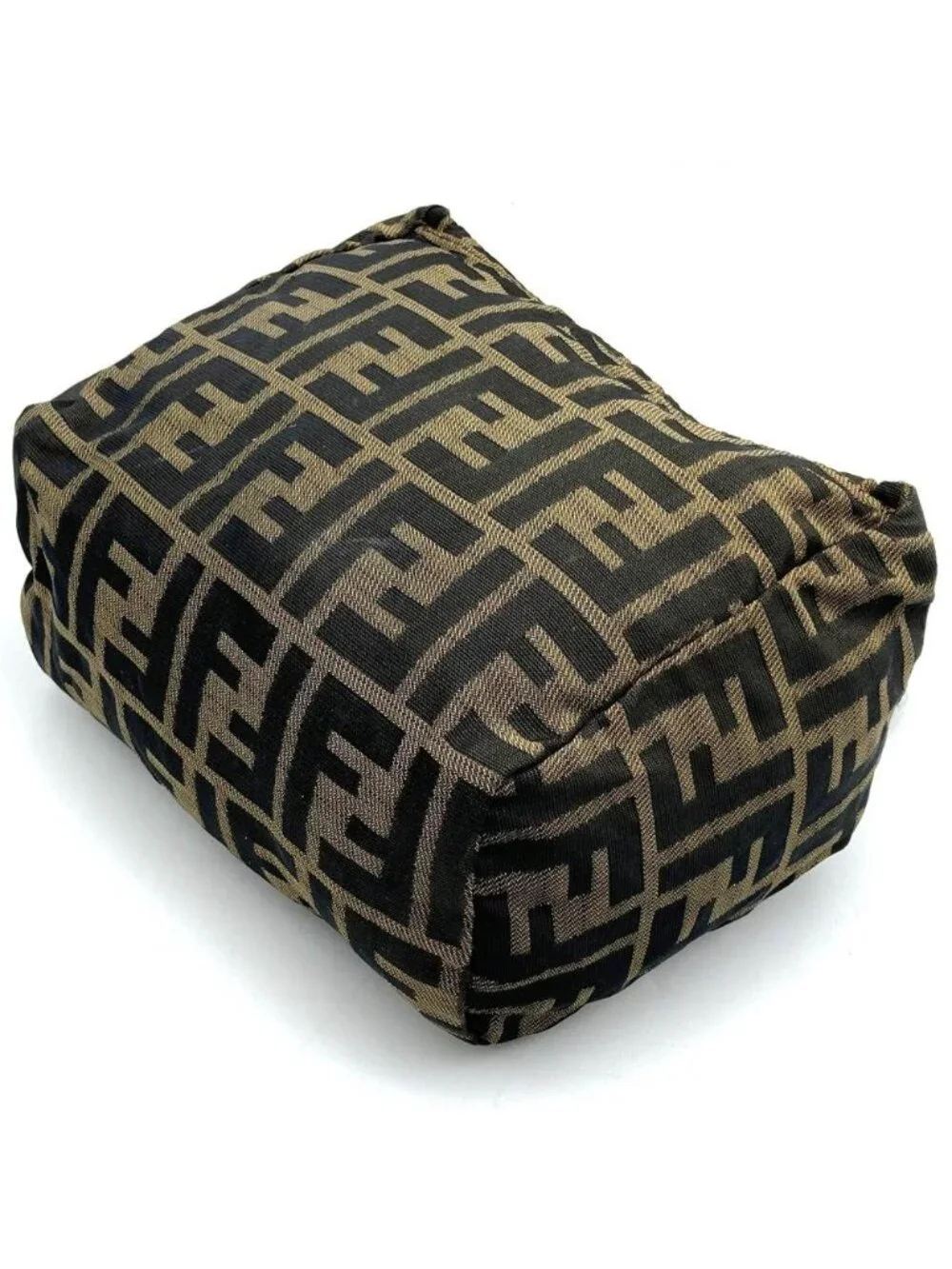 Fendi Zukka 099 Handbag Pouch Nylon Brown Khaki